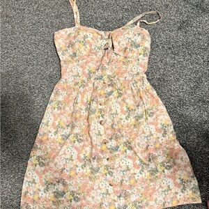 AUW Floral Dress with Pink and Yellow Accents